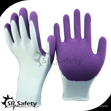 SRSAFETY Seamless Nylon knitted purple latex Coated foam Glove